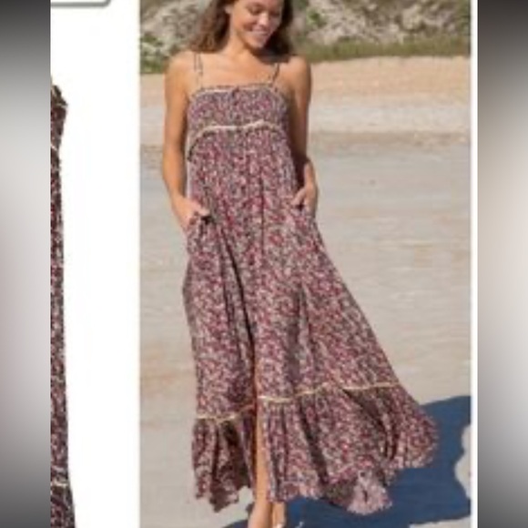 Natural Life Womens Y2K Floral Babydoll Maxi Dress Tiered Smocked Boho Festival - Picture 1 of 14